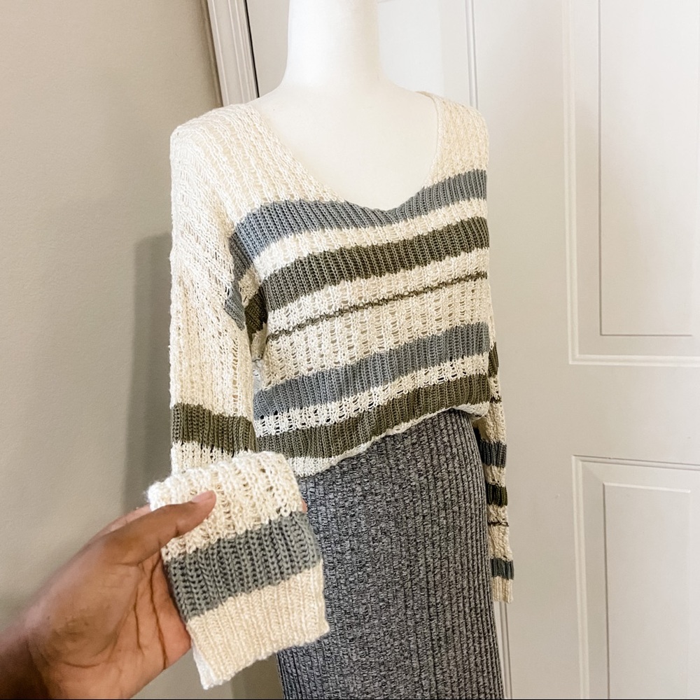 Boho Open Knit Cropped Sweater